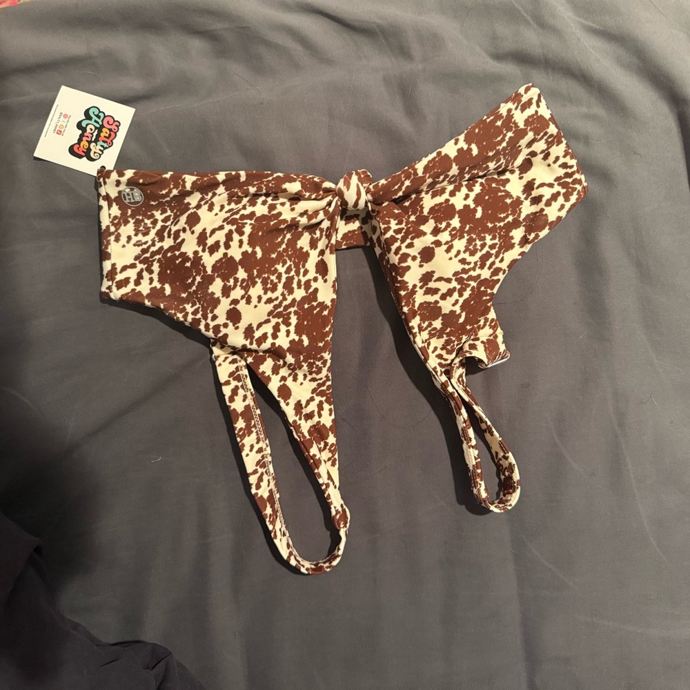 Salty Honey Brown and Cream Leopard Print Bikini top- new with tags